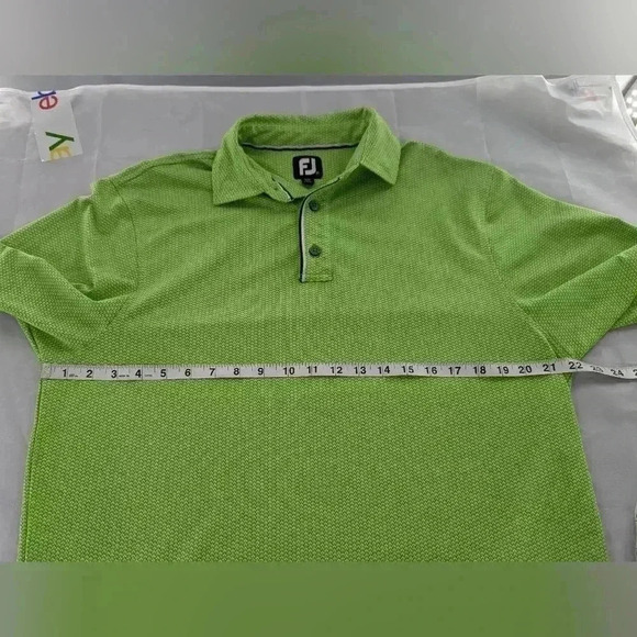 Footjoy FJ Men's Golf Polo Green Geometric Stretch Golf Polo Shirt Medium - Picture 6 of 14